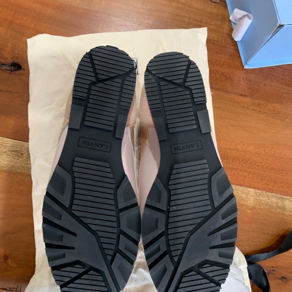 Lanvin Sneakers pink red silver python exotic lambskin lace up 39 us 9 Rose NWT - Picture 7 of 16